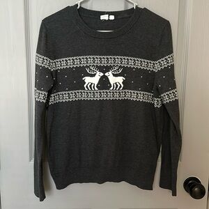 GAP Gray Reindeer Crew Neck Sweater